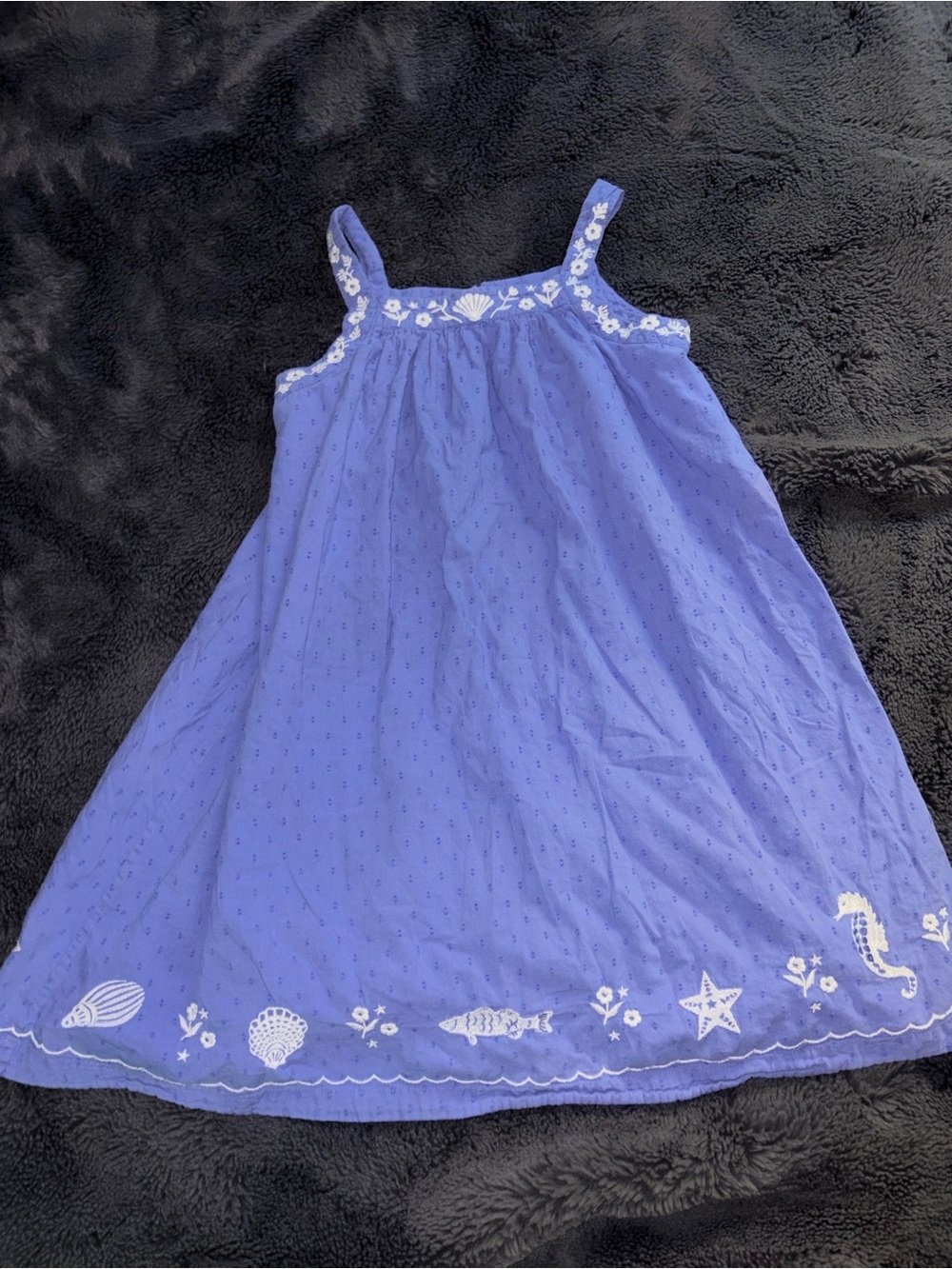 Mini Boden Lavender Blue Embroidered Seaside Sundress